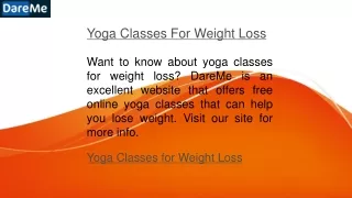 Yoga Classes For Weight Loss  DareMe