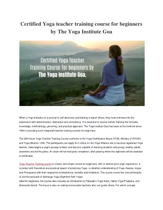 Certified Yoga teacher training course for beginners by The Yoga Institute Goa
