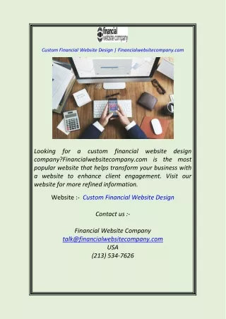 Custom Financial Website Design Financialwebsitecompany.com