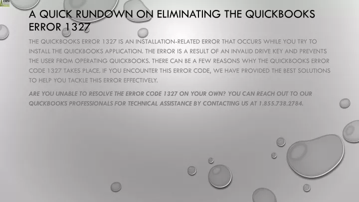 a quick rundown on eliminating the quickbooks error 1327