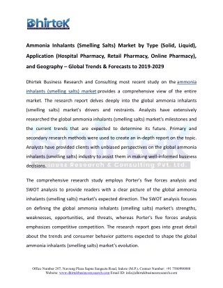 Ammonia Inhalants (Smelling Salts) Market