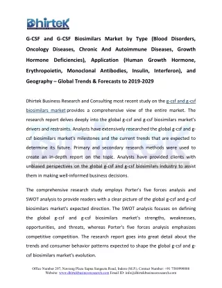 G-CSF and G-CSF Biosimilars Market