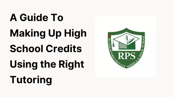 a guide to making up high school credits using