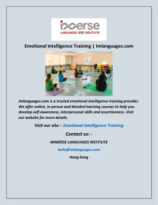 Emotional Intelligence Training  Imlanguages com