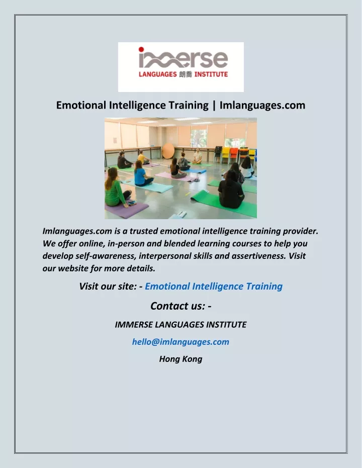 emotional intelligence training imlanguages com