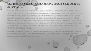 Easiest guide to resolve QuickBooks Error 6144 and 301