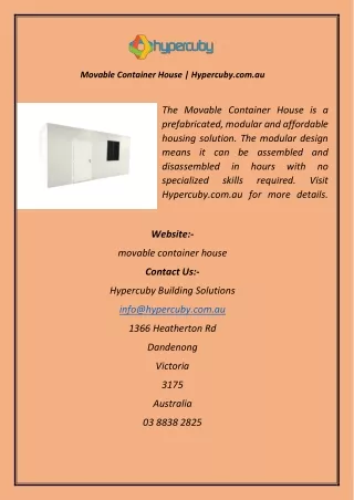 Movable Container House  Hypercuby.com