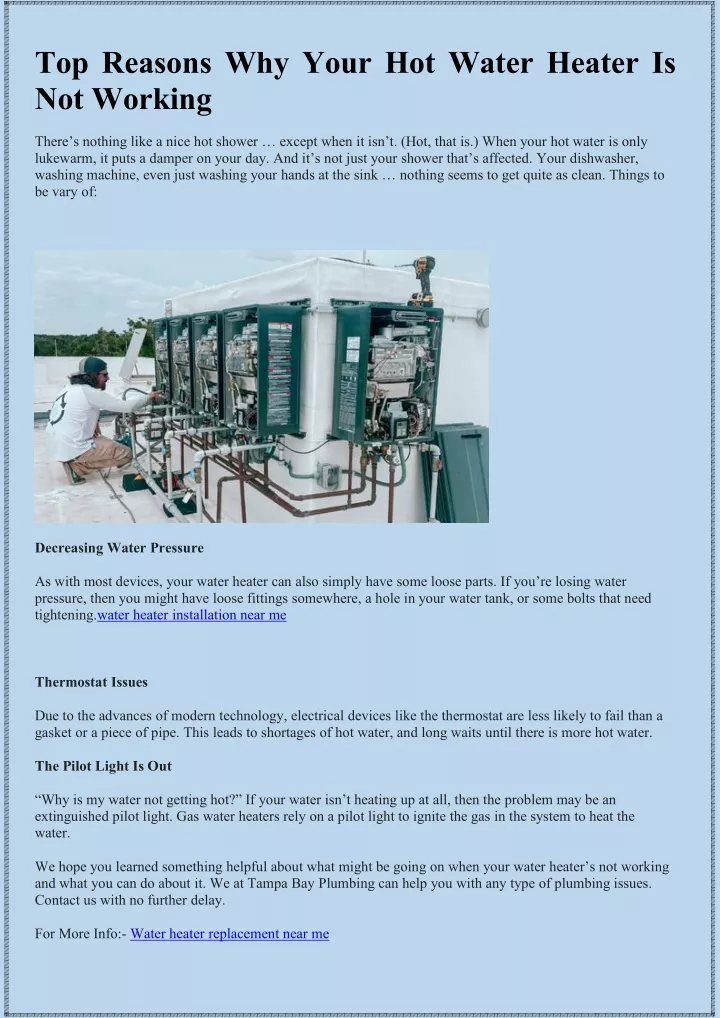 top reasons why your hot water heater