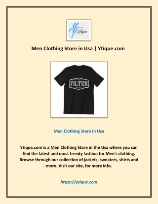 Men Clothing Store in Usa | Ytique.com