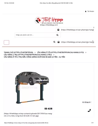 Cầu nâng 2 trụ kiểu cổng giằng dưới EAE EE-62B 3,5 tấn