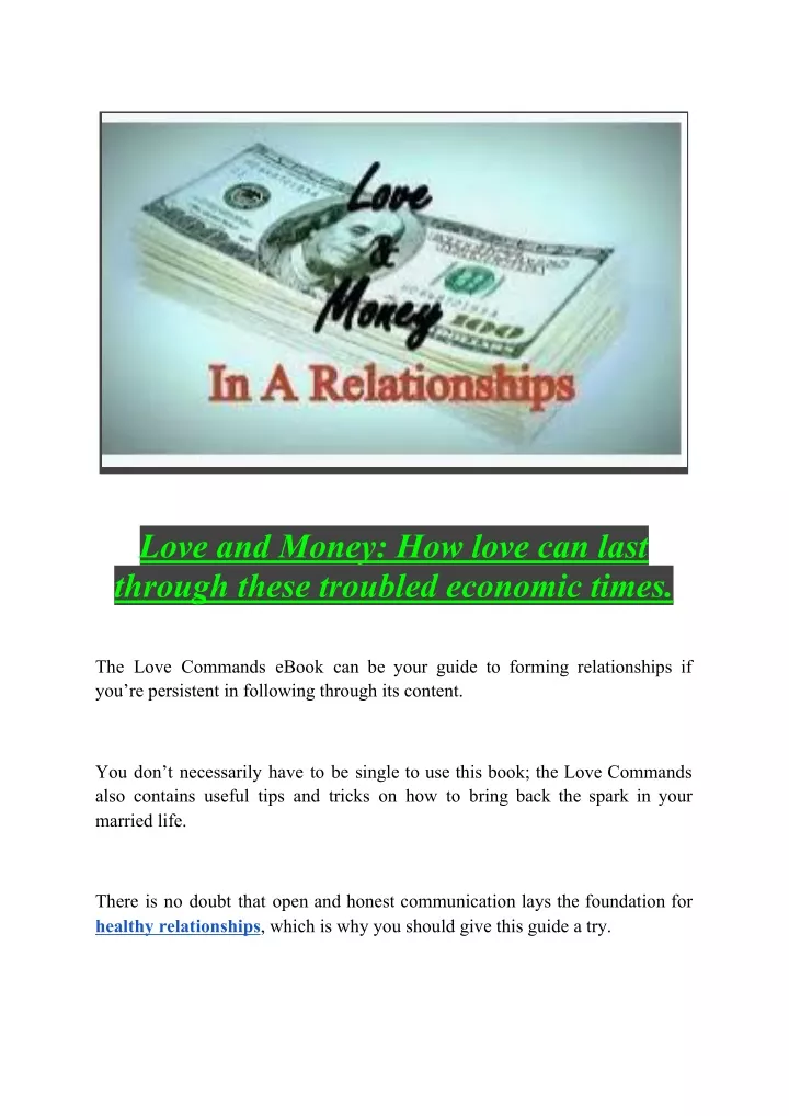 love and money how love can last through these