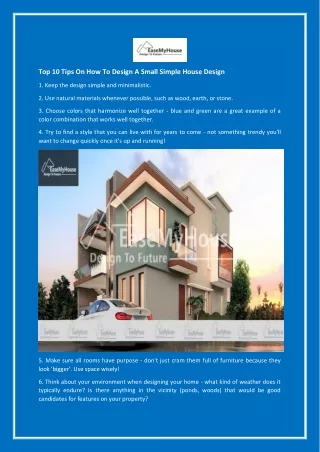 top 10 tips on how to design a small simple house