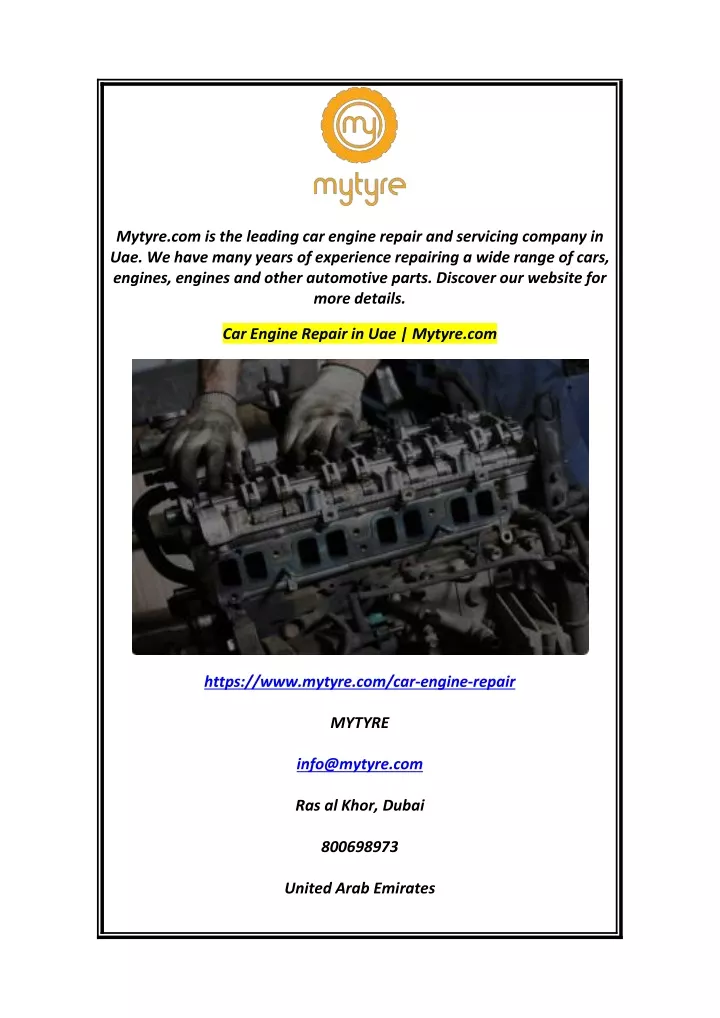 mytyre com is the leading car engine repair