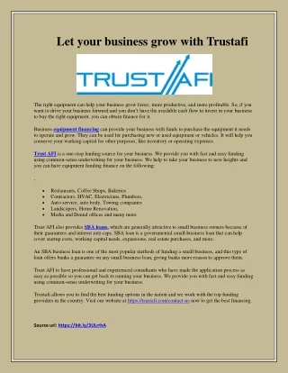 let your business grow with trustafi