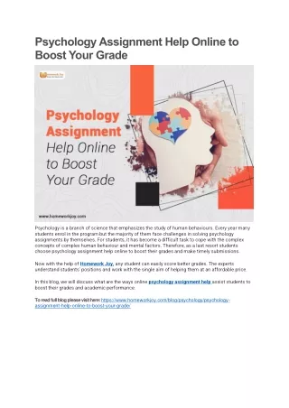 psychology assignment help online to boost your