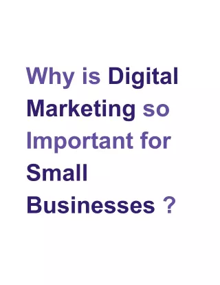 Why is Digital Marketing so Important for Small Businesses?