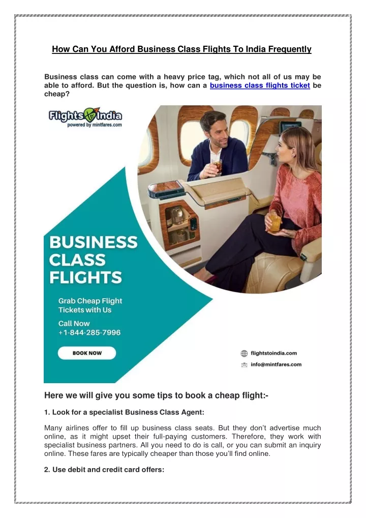 how can you afford business class flights