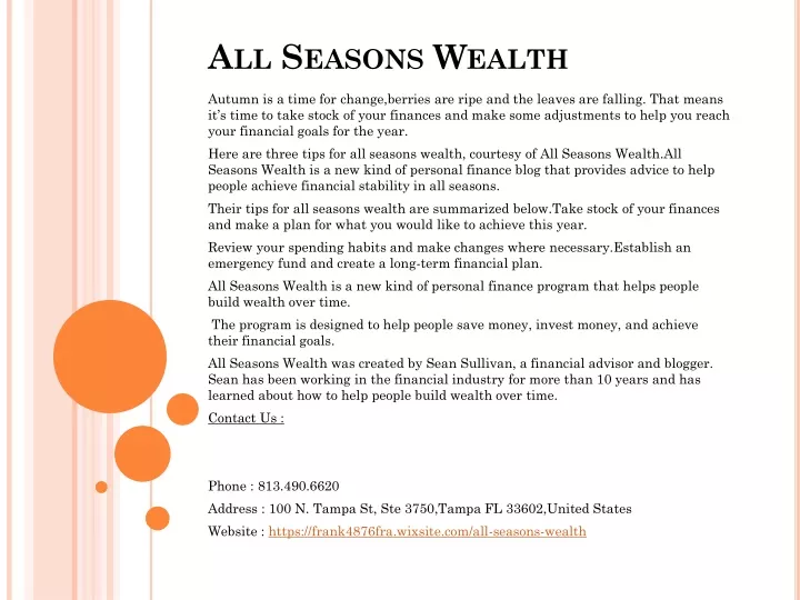all seasons wealth