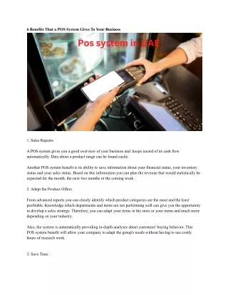 6 benefits that a pos system gives to your