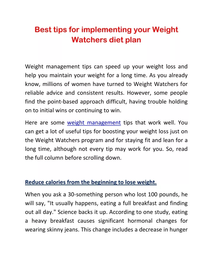 best tips for implementing your weight watchers