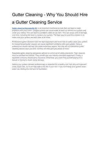 Gutter Cleaning - Why You Should Hire a Gutter Cleaning Service