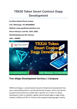 trx20 token smart contract dapp development
