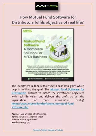 how mutual fund software for distributors fulfils