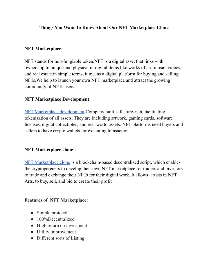 things you want to know about our nft marketplace
