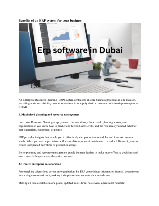 benefits of an erp system for your business