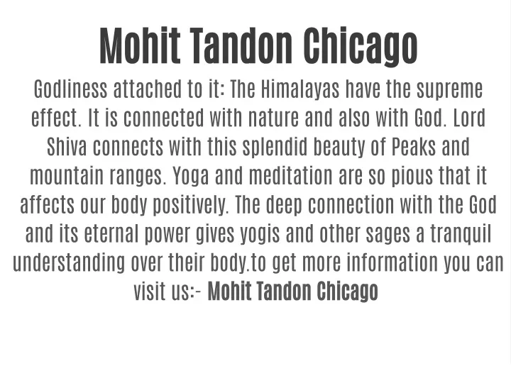 mohit tandon chicago godliness attached