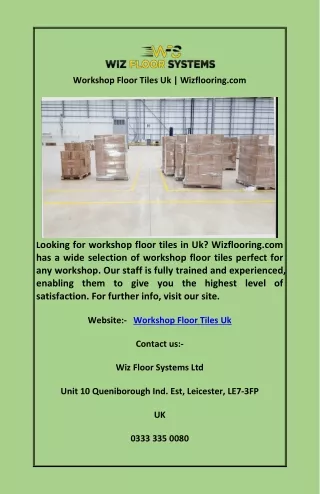 Workshop Floor Tiles Uk | Wizflooring.com