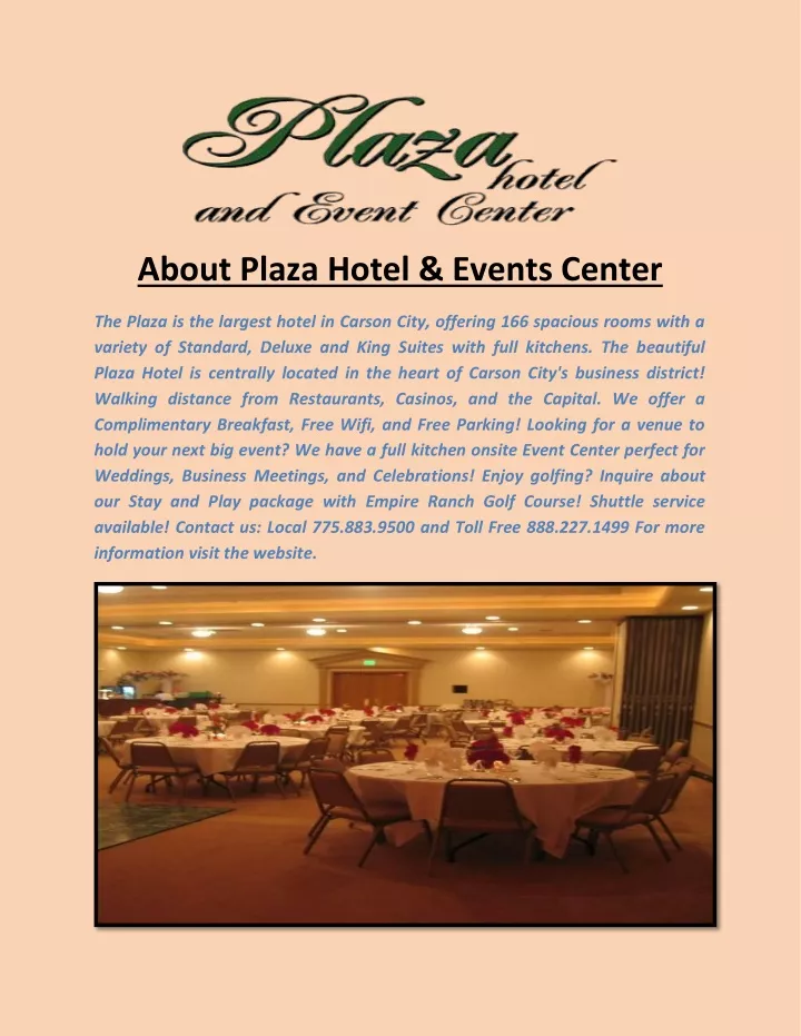 about plaza hotel events center