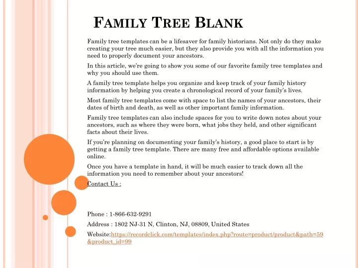 family tree blank