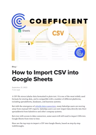 Google Sheet Import csv