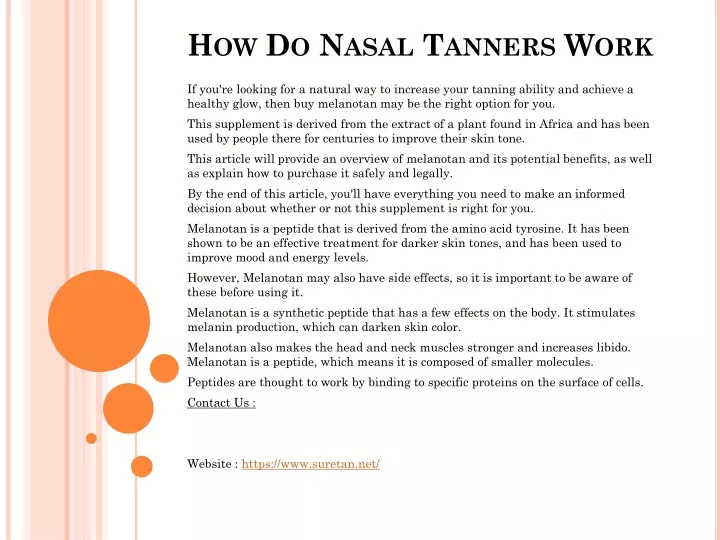 how do nasal tanners work