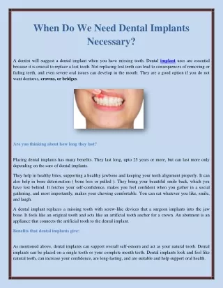 when do we need dental implants necessary