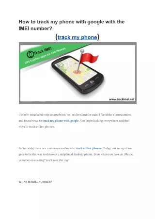 how to track my phone with google with the imei