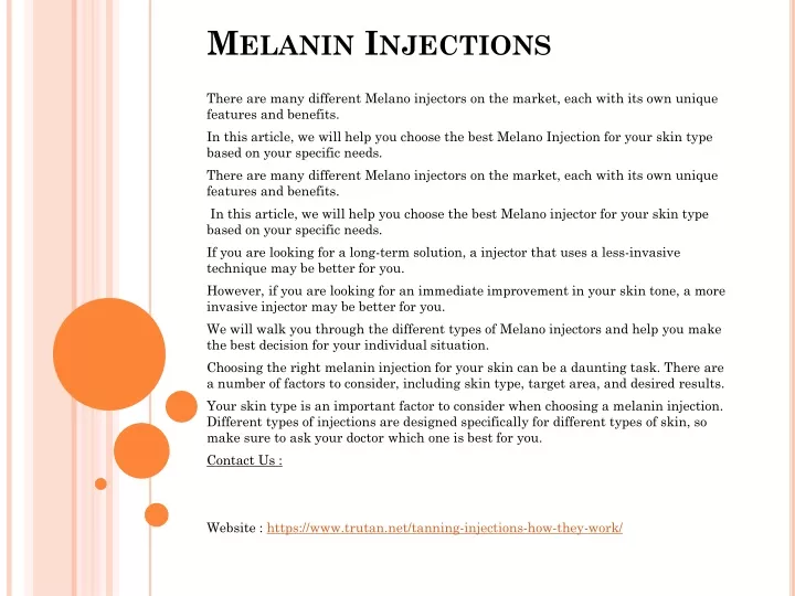 melanin injections