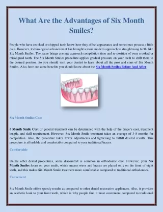 what are the advantages of six month smiles