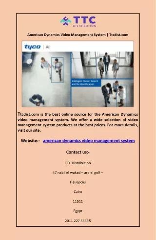 American Dynamics Video Management System | Ttcdist.com