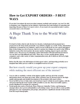 How to Get Export Orders - 5 Best Ways