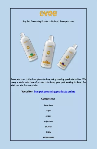 Buy Pet Grooming Products Online | Evoepets.com