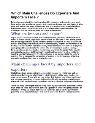 Which Main Challenges Do Exporters And Importers Face