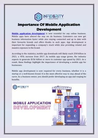 Importance Of Mobile Application Development