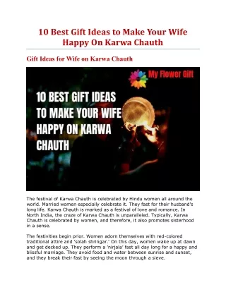10 Best Gift Ideas to Make Your Wife Happy On Karwa Chauth