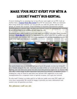 Limo Party Bus Rental NY