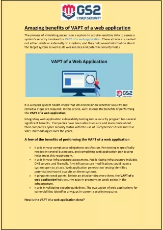 amazing benefits of vapt of a web application