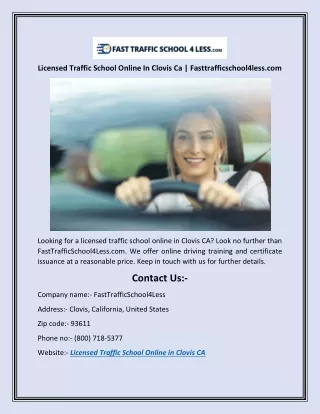 licensed traffic school online in clovis