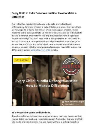 Every Child in India Deserves Justice: How to Make a Difference