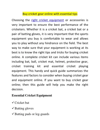 Buy cricket gear online with essential tips